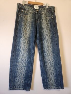 Urban Outfitters BDG Kayla Lowrider Snake Print Baggy Jeans Low Rise Size 31W LN